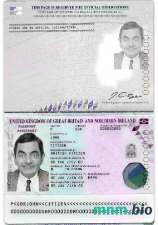 Szablon paszportu Wielkiej Brytanii w formacie PSD (2020-obecnie) przykład w formacie PSD
